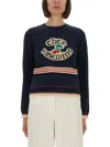 Valentino Cotton Sweater Crew Neck Long Sleeves In Blue