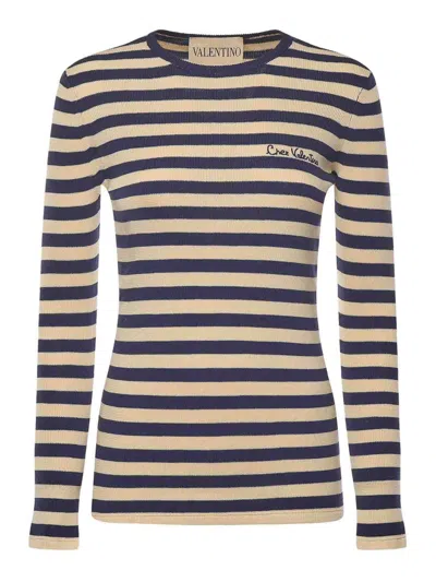 Valentino Cotton Sweater In Blue