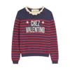 Valentino Knitwear Sweater Asymmetric Neck Design In Blue