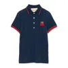 Valentino Cherry Embroidery Polo With Contrast Trim In Blue