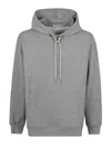 Valentino Logo Plaque Drawstring Hoodie In Grey