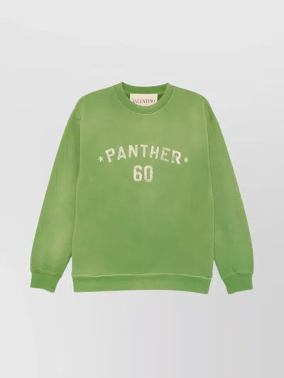 VALENTINO COTTON SWEATSHIRT WITH GRAPHIC TEXT PRINT