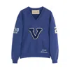 Valentino Blue Sweatshirt With V And Le Chat De La Maison Embroidery
