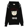Valentino Crystal-embellished Hooded Sweater With Embroidered Logo In Black