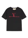 Valentino Black Crew Neck T-shirts In Black