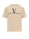 Valentino Garavani Cotton T-shirt With Made In Print Clothing In Gold