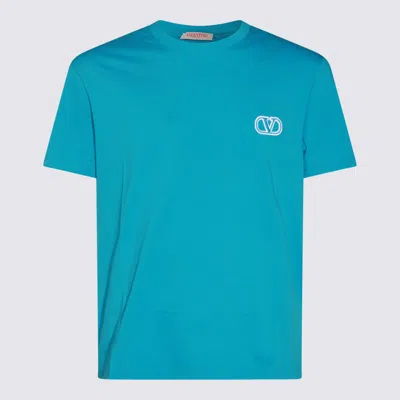 Valentino Garavani Cotton Logo T-shirt In Blue