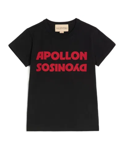 Valentino Cotton T-shirt With Apollon Dyonisos Print In Black