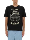 Valentino Garavani T-shirt With Le Chat De La Maison Print In Black