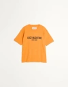 Valentino Cotton T-shirt With Chez Print In Orange