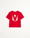 Valentino Crewneck Graphic Print T-shirt Logo In Red