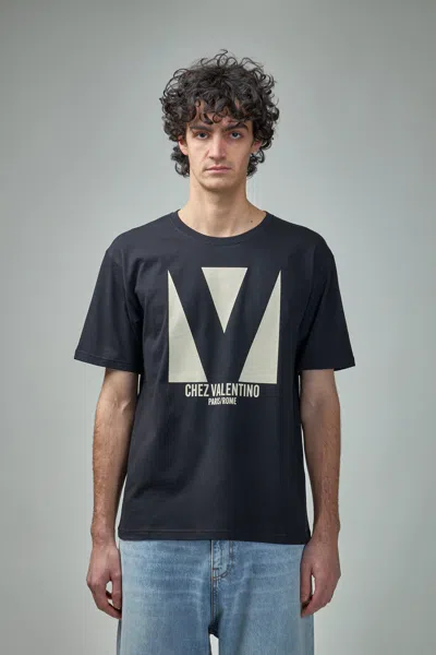VALENTINO COTTON T-SHIRT WITH CHEZ VALENTINO PRINT
