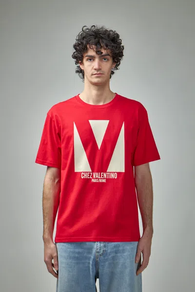 VALENTINO COTTON T-SHIRT WITH CHEZ VALENTINO PRINT