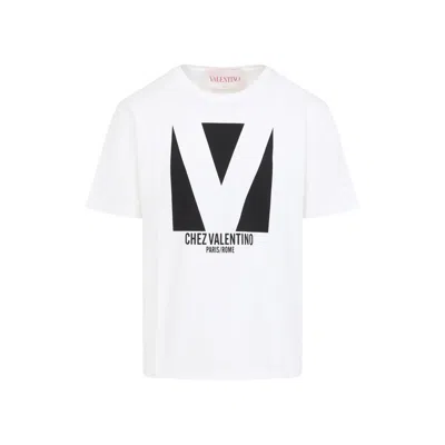 VALENTINO VALENTINO COTTON T-SHIRT WITH CONTRASTING BLACK LOGO