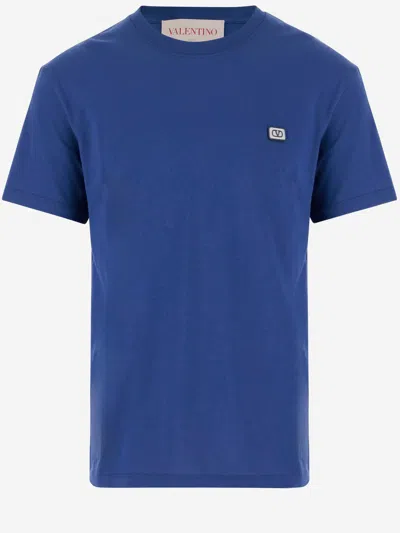 Valentino Vlogo Patch Crewneck T-shirt In Blue