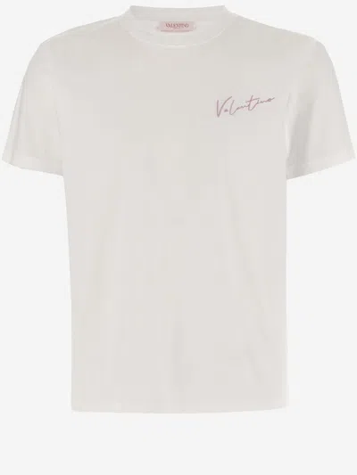 Valentino Crewneck Embroidered Graphic T-shirt In White
