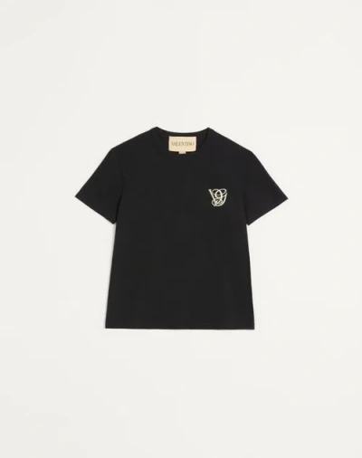 Valentino Cotton T-shirt With Vg Patch In Black