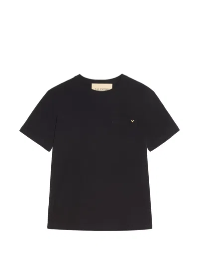 Valentino Jersey T Shirt Short Sleeves Chest Pocket In Black