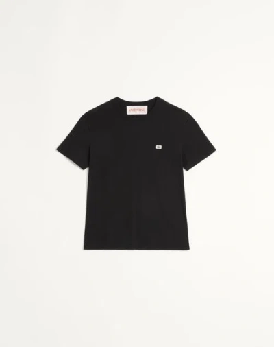 VALENTINO VALENTINO COTTON T-SHIRT WITH VLOGO PATCH