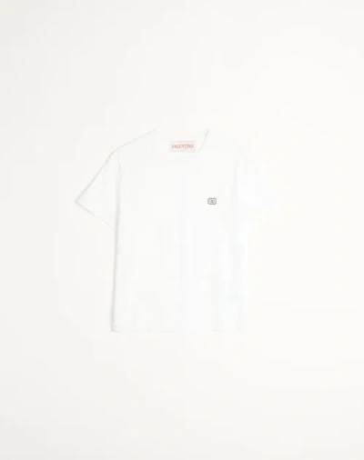 VALENTINO VALENTINO COTTON T-SHIRT WITH VLOGO PATCH