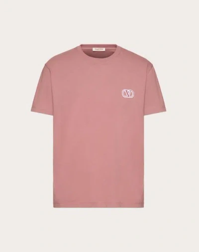 Valentino Cotton T-shirt With Vlogo Signature Patch In モーブ