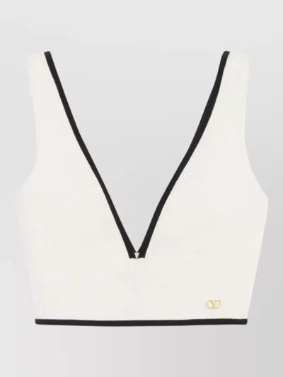 Valentino Cotton Tank Top Contrast Trim Neckline In White