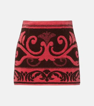 Valentino Cotton Terry Jacquard Miniskirt In Pink