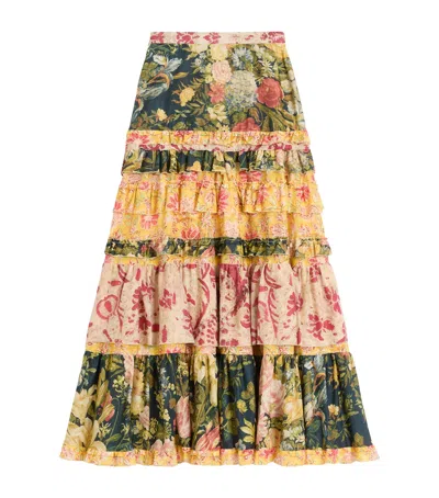 VALENTINO COTTON TIERED FLORAL PRINT SKIRT