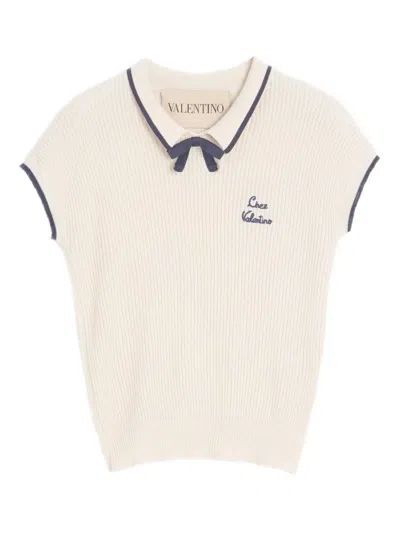 Valentino Cotton Top In Neutral