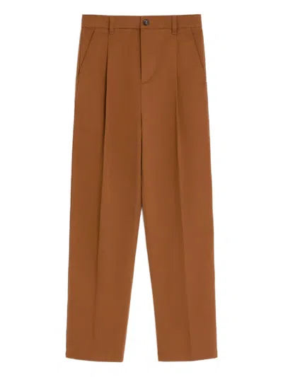 Valentino Cotton Trousers In Brown