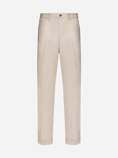 Valentino Cotton Gabardine Trousers In Stone