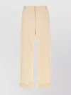 Valentino Cotton Trousers With Cuffed Hem And Pockets In Neutral