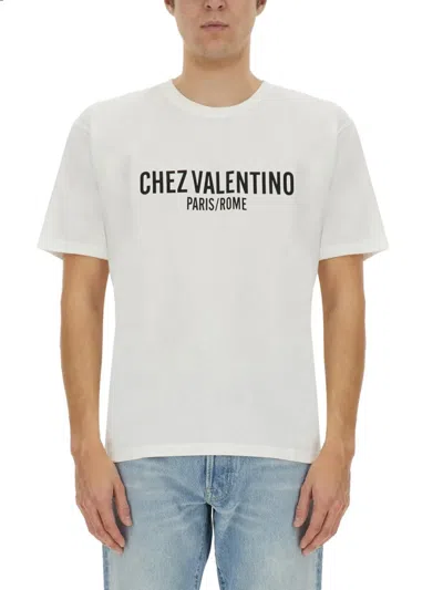 Valentino Cotton Tshirt With Chez  Print In White