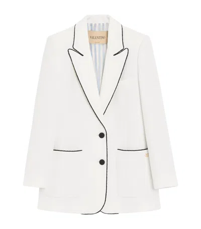 Valentino Cotton Tweed Blazer In White