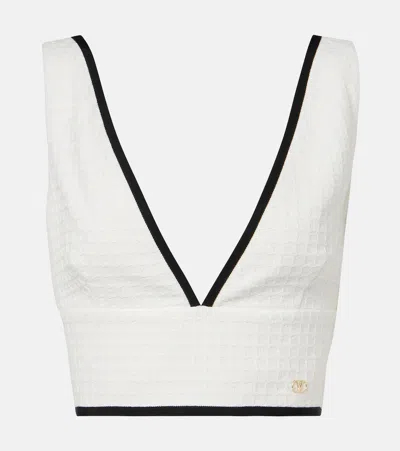 Valentino Garavani Contrasting Grosgrain Trim Zip Closure Top Size 40 In White