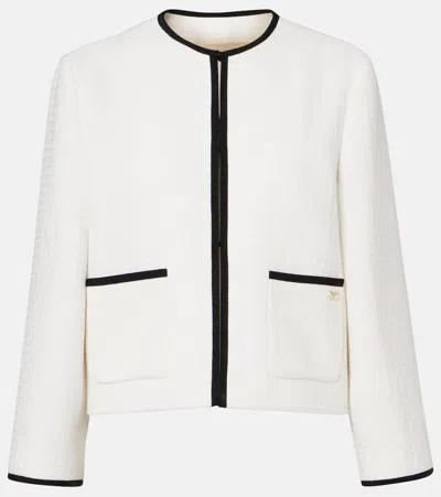 Valentino Tweed Tailored Jacket Textured Fabric Trim In White