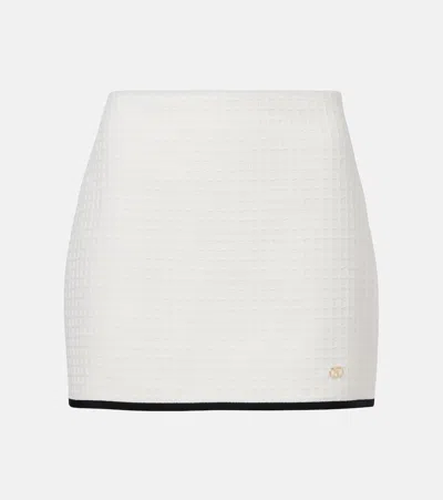 Valentino Canestrello Cotton-blend Tweed Mini Skirt In White