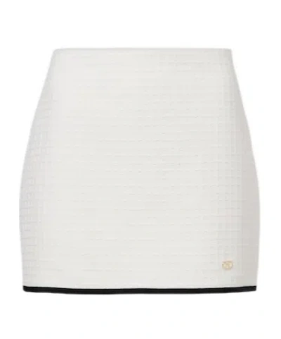 Valentino Cotton Tweed Miniskirt In White
