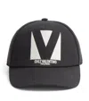 Valentino Garavani Black Hat With Logo On The Front In Cotton Man In Black