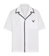 Valentino Cotton Poplin Bowling Shirt With Rubberised V Detail In White