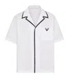 Valentino Cotton Poplin Bowling Shirt With Rubberised V Detail In White