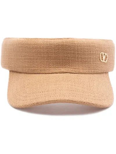 Valentino Garavani Vlogo Signature Sun Visor In Beige O Tan
