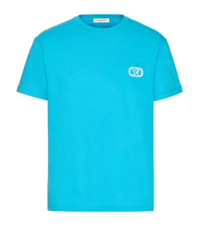 Valentino Garavani Cotton Logo T-shirt In Blue