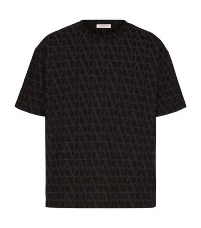 Valentino Canvas Iconograph Cotton T-shirt In Black