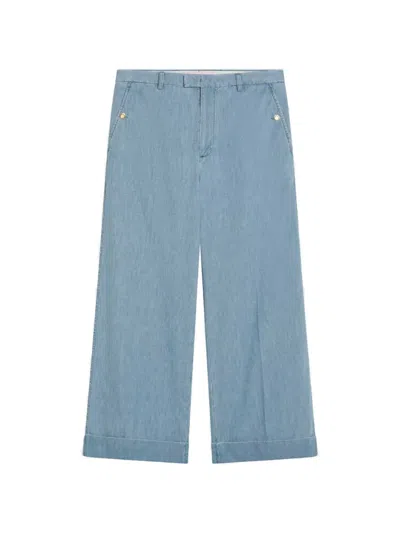 Valentino Cotton Wide-leg Jeans In Blue