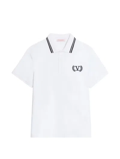 Valentino Cotton-pique Polo Shirt With Maison Embroidery In White