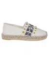 Valentino Country Leather Espadrilles In White