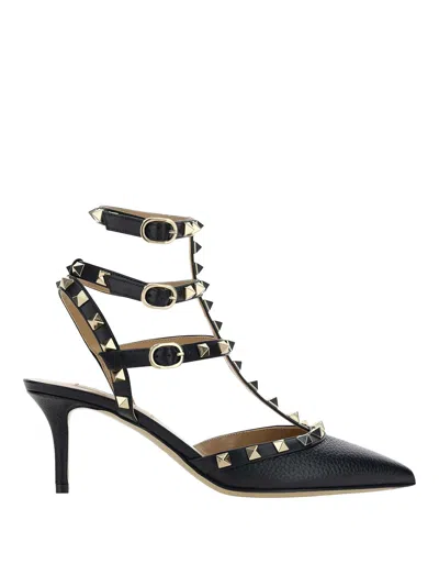 Valentino Garavani Pointed Toe Studded Embellishments Pumps In Black