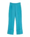 Valentino Women's Wide Camal Turquoise Cropped Pants In Green
