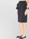 Valentino Couture Crepe Midi Skirt With Ruffle Detail In Blue